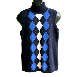 Tweeds Navy Diamond Plaid 100% Merino Wool‎ Sweater Vest Size Boy's XL.